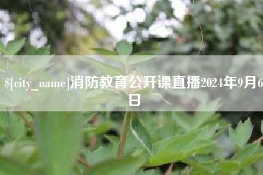 西宁消防教育公开课直播2024年9月6日